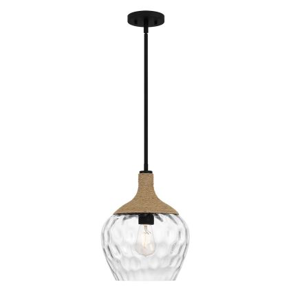 Quoizel - Lustr na tyči ROYER 1xE27/60W/230V pr. 30,2 cm čirá/černá/béžová