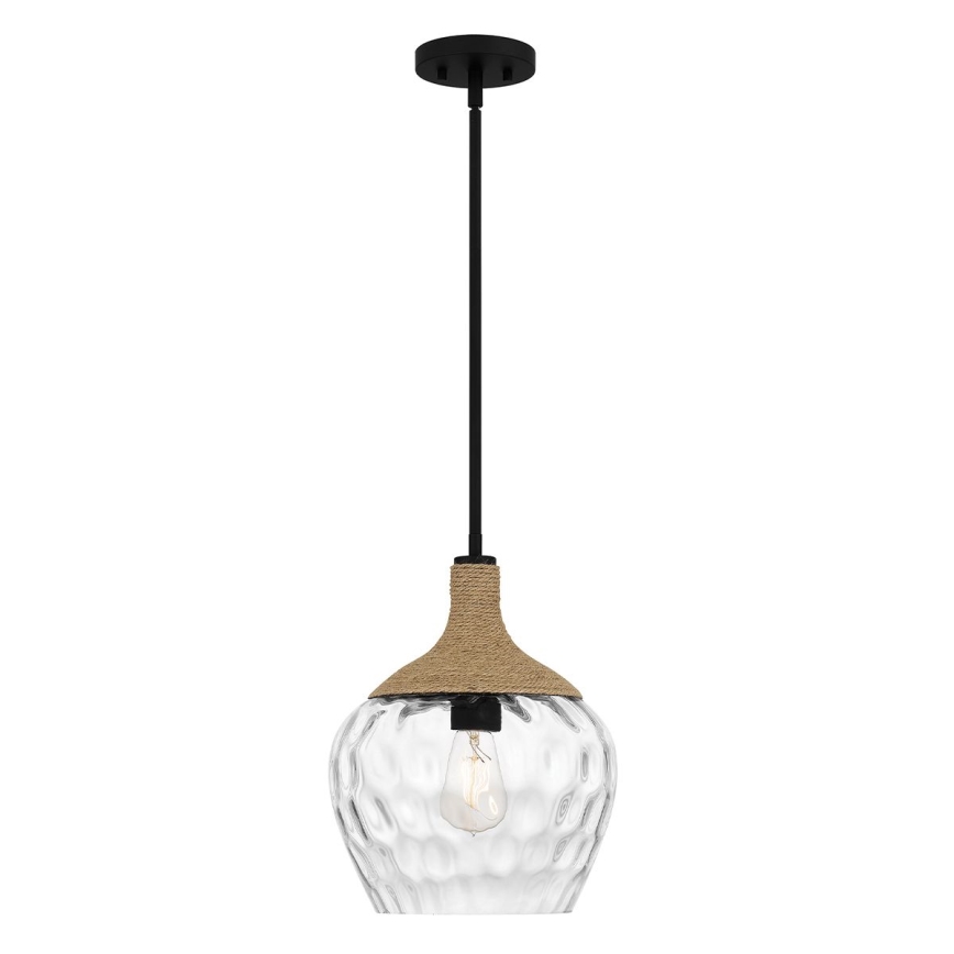 Quoizel - Lustr na tyči ROYER 1xE27/60W/230V pr. 30,2 cm čirá/černá/béžová