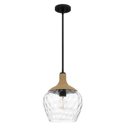 Quoizel - Lustr na tyči ROYER 1xE27/60W/230V pr. 30,2 cm čirá/černá/béžová