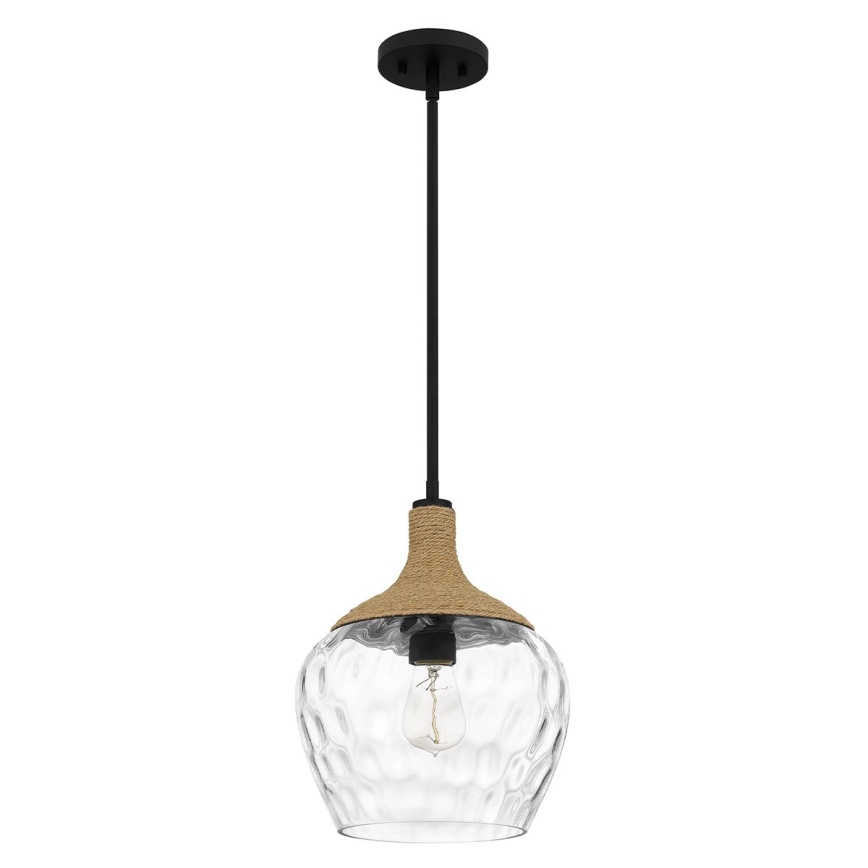 Quoizel - Lustr na tyči ROYER 1xE27/60W/230V pr. 30,2 cm čirá/černá/béžová