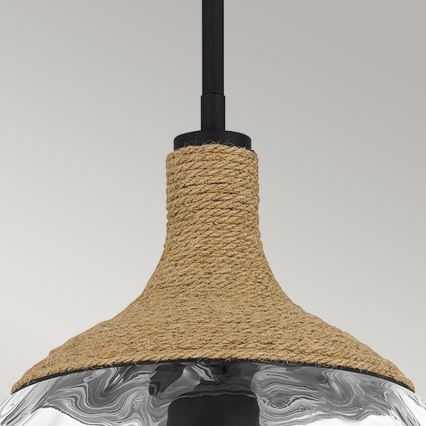 Quoizel - Lustr na tyči ROYER 1xE27/60W/230V pr. 30,2 cm čirá/černá/béžová