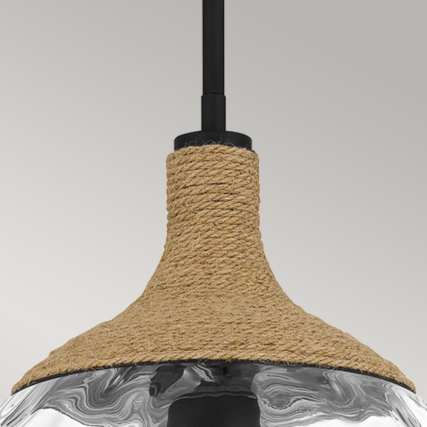 Quoizel - Lustr na tyči ROYER 1xE27/60W/230V pr. 30,2 cm čirá/černá/béžová