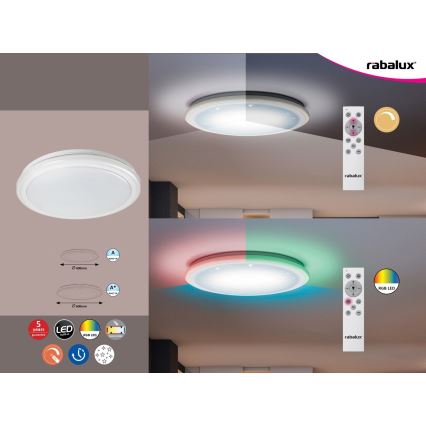 Rabalux - LED Stmívatelné stropní svítidlo na dálkové ovládání RGB LED/32W/230V pr. 40 cm