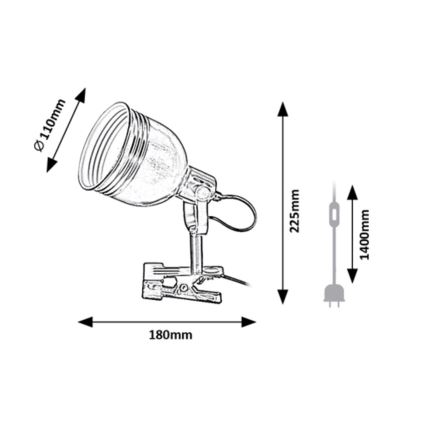 Rabalux - Lampa s klipem 1xE14/25W/230V černá