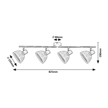 Rabalux - Bodové svítidlo 4xE14/15W/230V ratan