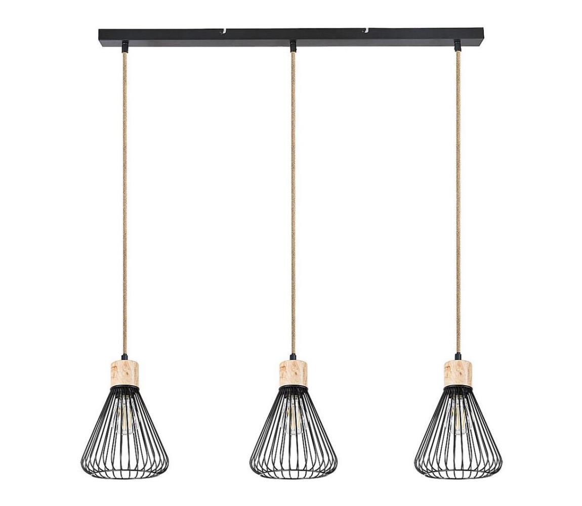 Rabalux Rabalux 3149 - Lustr na lanku FARFALLE 3xE27/40W/230V černá/buk RL3149