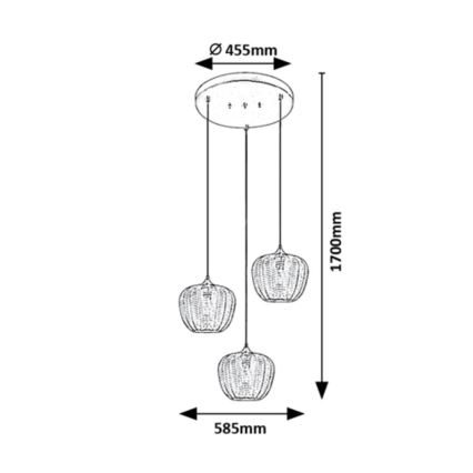Rabalux - Lustr na lanku 3xE27/40W/230V