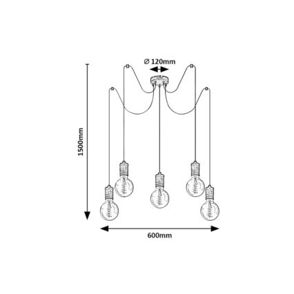 Rabalux - Lustr na lanku 5xE27/25W/230V pavouk