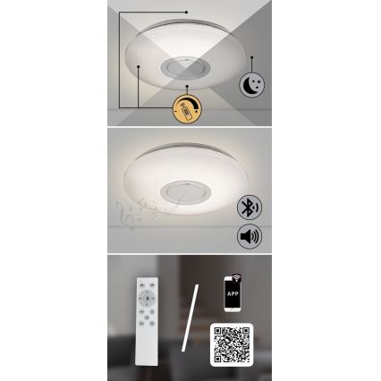 Rabalux - LED RGB Stmívatelné stropní svítidlo s reproduktorem LED/24W/230V Wi-Fi Tuya + dálkové ovládání