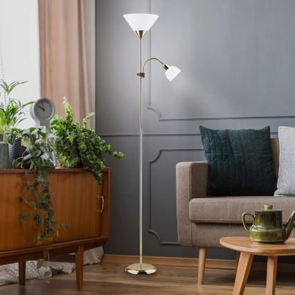 Rabalux - stojací lampa 1xE27/100W+E14/25W zlatá/bílá