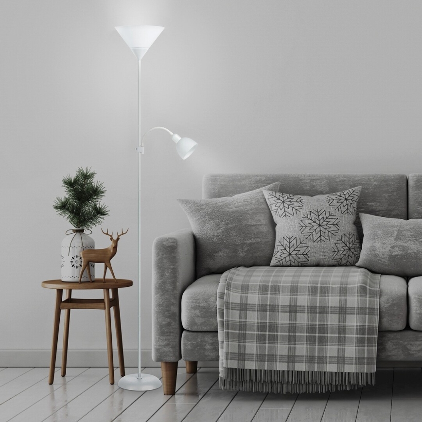 Rabalux - stojací lampa 1xE27/100W+E14/25W bílá