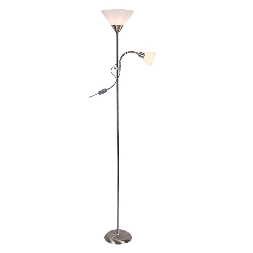 Rabalux - Stojací lampa 1xE27/100W+E14/25W matný chrom/bílá