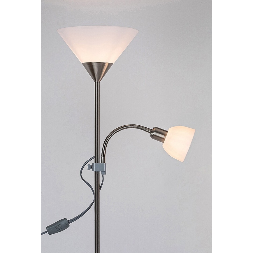 Rabalux - Stojací lampa 1xE27/100W+E14/25W matný chrom/bílá