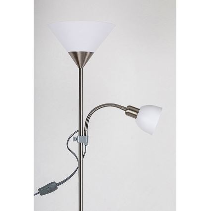 Rabalux - Stojací lampa 1xE27/100W+E14/25W matný chrom/bílá