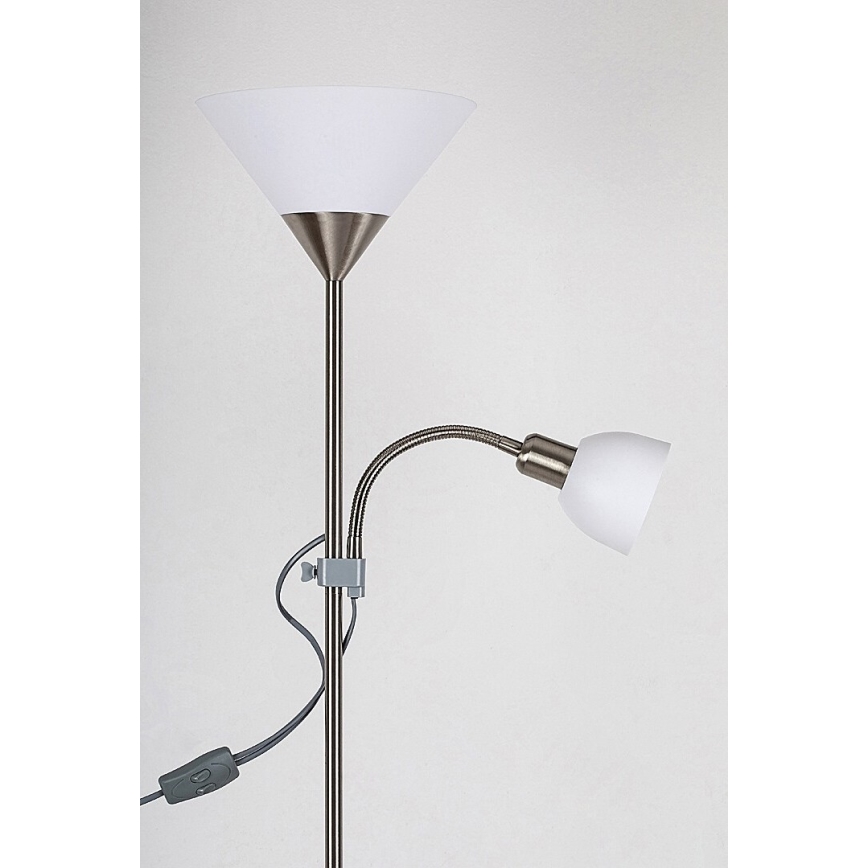 Rabalux - Stojací lampa 1xE27/100W+E14/25W matný chrom/bílá