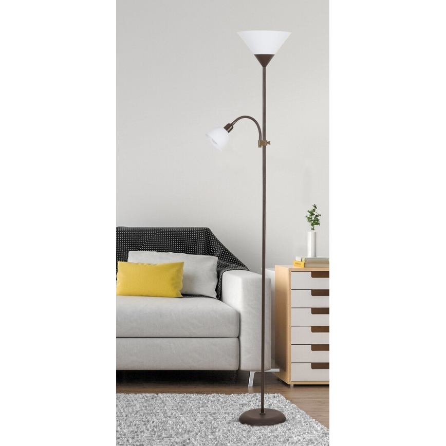 Rabalux - Stojací lampa 1xE27/100W+1xE14/25W/230V hnědá/bílá