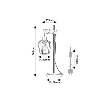 Rabalux - Stolní lampa 1xE27/40W/230V kaučukovník