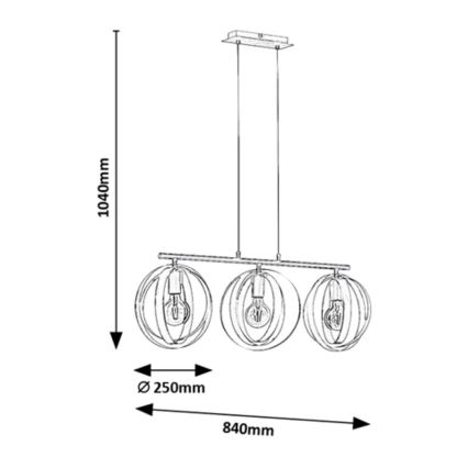 Rabalux - Lustr na lanku 3xE27/40W/230V