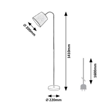 Rabalux - Stojací lampa 1xE27/25W/230V šedá