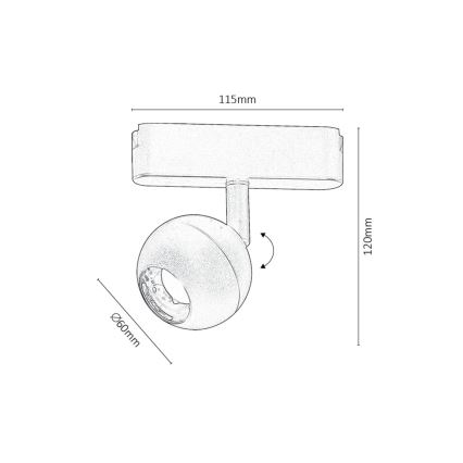 Rabalux - LED Bodové svítidlo do 1-fázového lištového systému LED/5W/230V 3000K černá