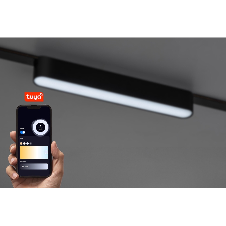 Rabalux - LED Stmívatelné stropní svítidlo do 1-fázového lištového systému LED/12W/24V 2700-5500K Wi-Fi Tuya 22 cm černá