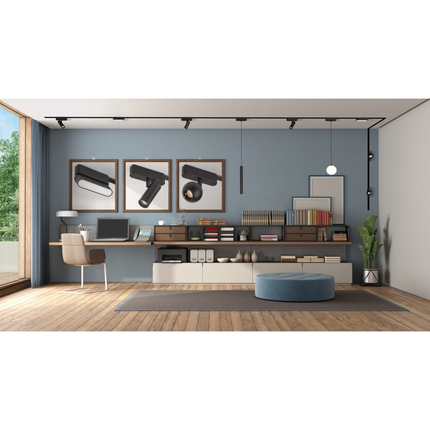 Rabalux - LED Stmívatelný lustr na lanku do 1-fázového lištového systému LED/5W/24V 2700-5500K Wi-Fi Tuya černá