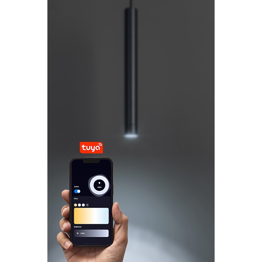 Rabalux - LED Stmívatelný lustr na lanku do 1-fázového lištového systému LED/5W/24V 2700-5500K Wi-Fi Tuya černá