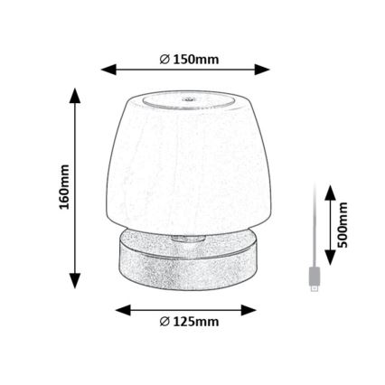 Rabalux - LED Stmívatelná stolní lampa LED/3W/5V 2000 mAh IP44