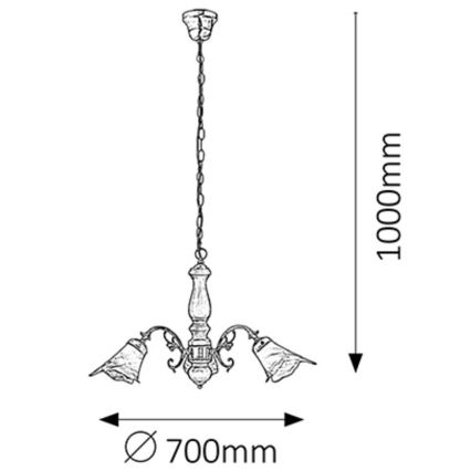 Rabalux - Lustr na řetězu 3xE14/40W/230V ořech