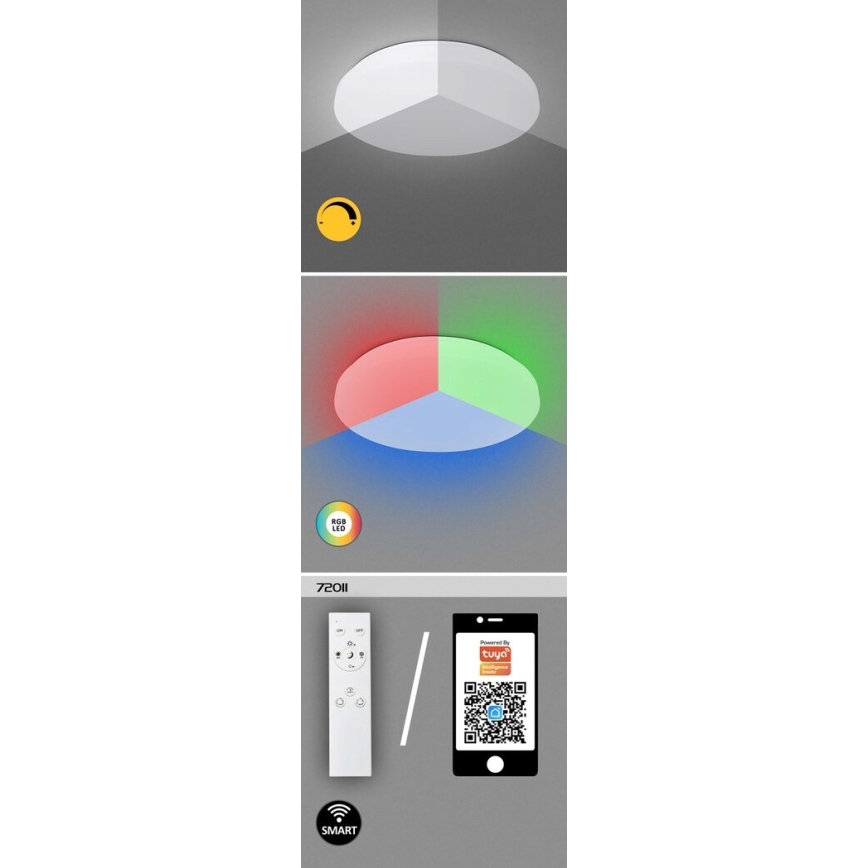 Rabalux - LED RGB Stmívatelné stropní svítidlo LED/24W/230V Wi-Fi Tuya 3000-6500K 31 cm