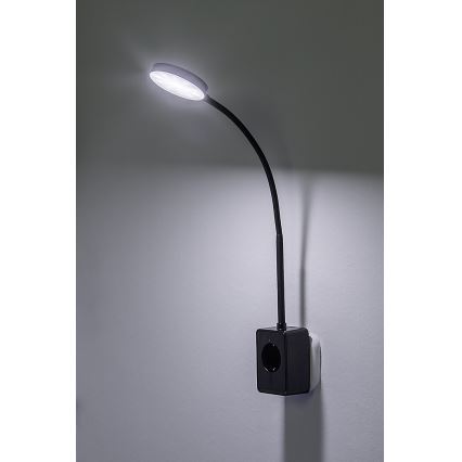 Rabalux - LED Stmívatelná nástěnná lampa LED/4W/230V s USB portem do zásuvky černá
