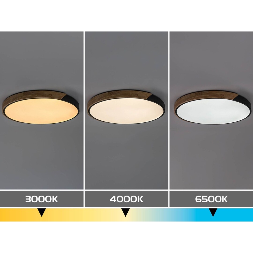 Rabalux - LED Stropní svítidlo LED/42W/230V 3000/4000/6500K černá/dub pr. 61 cm