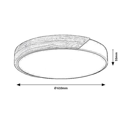 Rabalux - LED Stropní svítidlo LED/42W/230V 3000/4000/6500K černá/dub pr. 61 cm