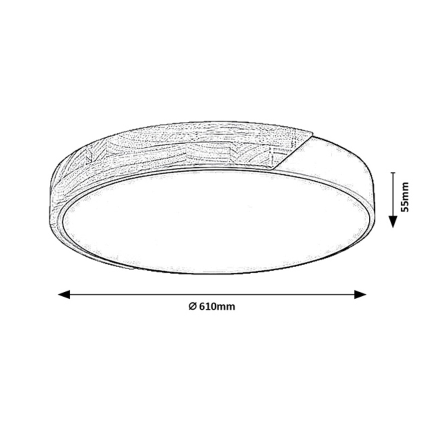 Rabalux - LED Stropní svítidlo LED/42W/230V 3000/4000/6500K černá/dub pr. 61 cm