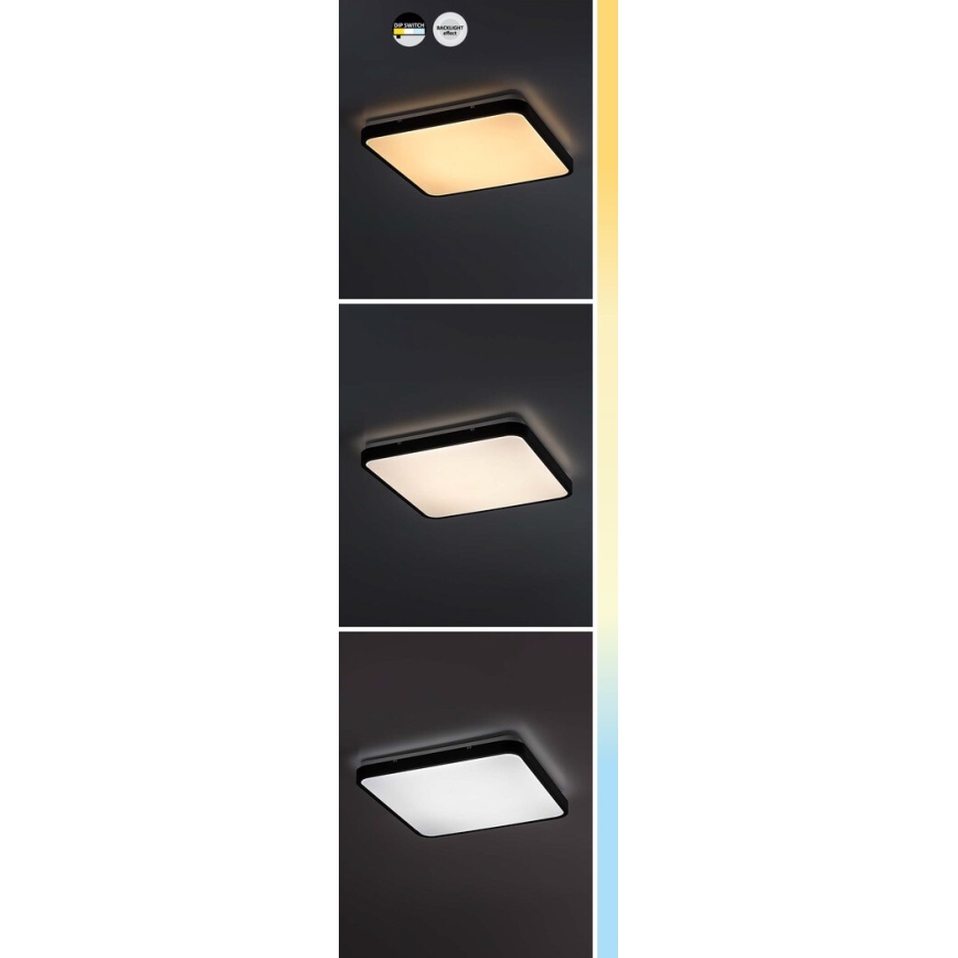 Rabalux - LED Koupelnové stropní svítidlo LED/36W/230V 3000/4000/6000K IP44 42x42 cm černá
