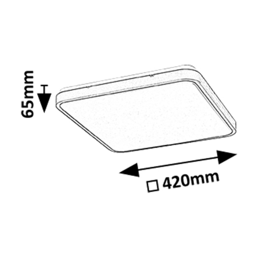 Rabalux - LED Stmívatelné koupelnové stropní svítidlo LED/36W/230V 3000-6000K IP44 42x42 cm černá + dálkové ovládání