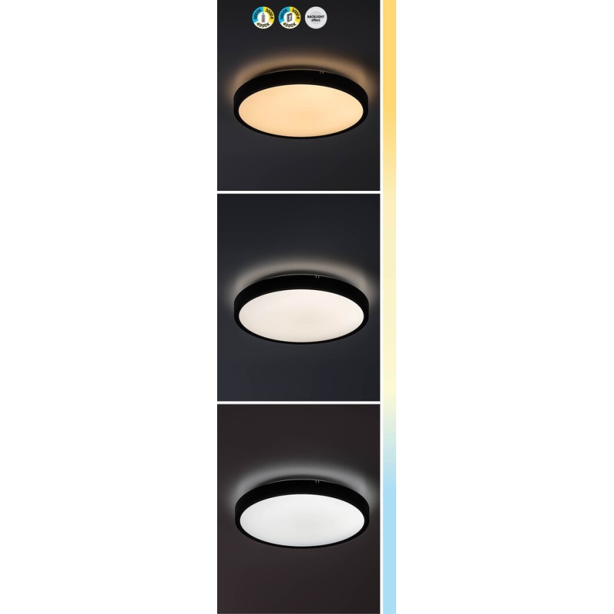 Rabalux - LED Stmívatelné koupelnové stropní svítidlo LED/24W/230V 3000-6000K IP44 pr. 35,5 cm černá + dálkové ovládání