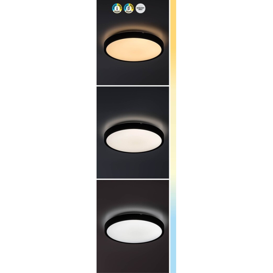 Rabalux - LED Stmívatelné koupelnové stropní svítidlo LED/36W/230V 3000-6000K IP44 pr. 42 cm černá + dálkové ovládání