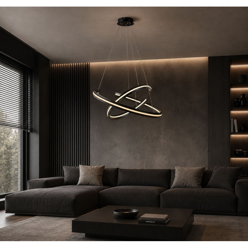 Rabalux - LED Stmívatelný lustr na lanku LED/80W/230V 3000-6500K černá + dálkové ovládání