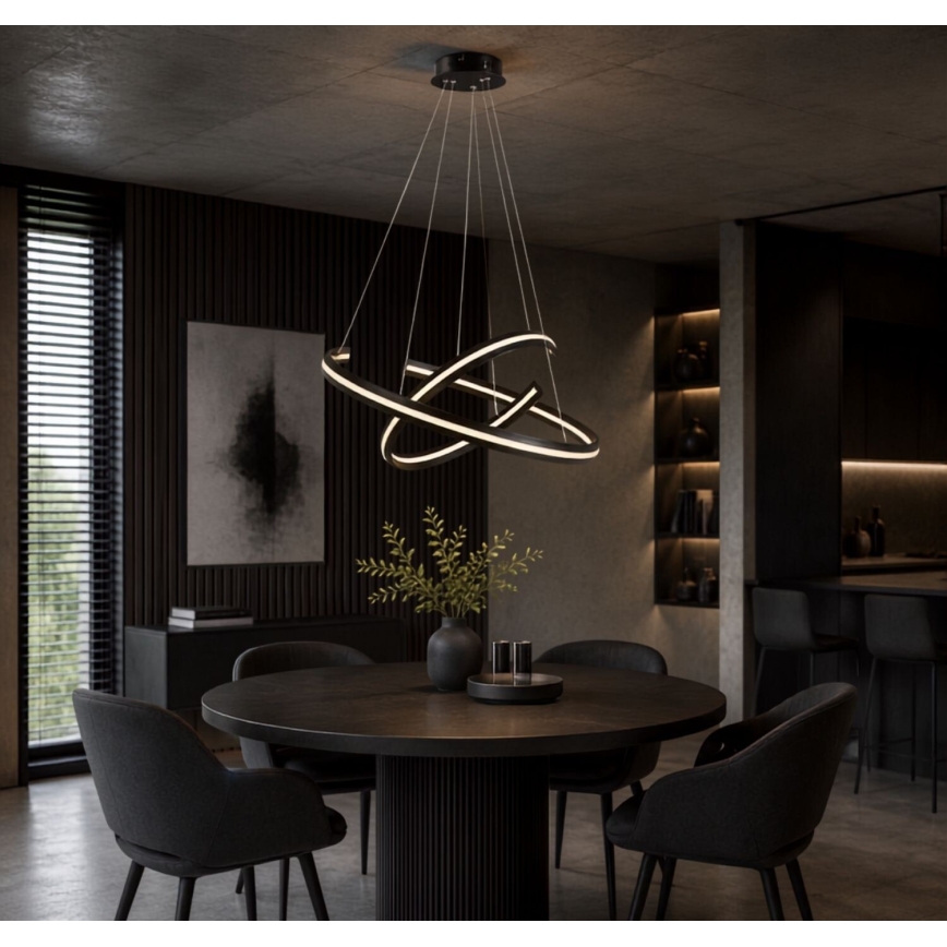 Rabalux - LED Stmívatelný lustr na lanku LED/80W/230V 3000-6500K černá + dálkové ovládání