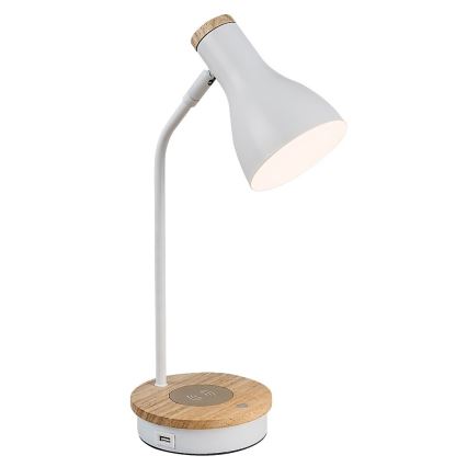 Rabalux - Stmívatelná dotyková stolní lampa s bezdrátovým nabíjením 1xE14/25W/230V kaučukovník