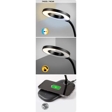 Rabalux - LED Stmívatelná dotyková stolní lampa s bezdrátovým nabíjením LED/5W/5V 2700-6000K bílá