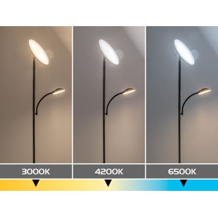 Rabalux - LED Stmívatelná stojací lampa LED/23W/230V 3000/4200/6500 černá