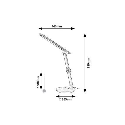 Rabalux - LED Stmívatelná dotyková stolní lampa s displejem LED/9W/230V 3000/4000/6500K