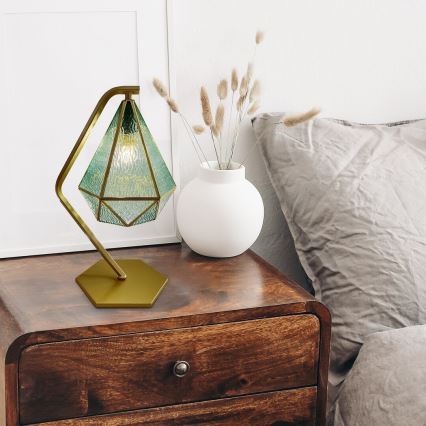 Rabalux - Tiffany vitrážová stolní lampa 1xE14/40W/230V zlatá/modrá