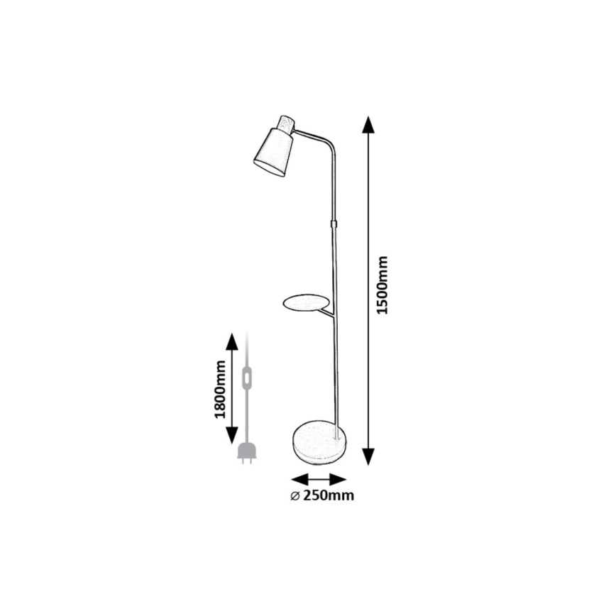 Rabalux - Stojací lampa s poličkou 1xE27/40W/230V černá