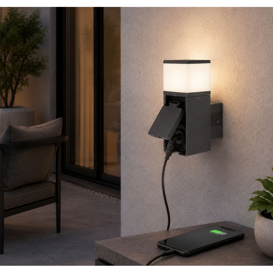 Rabalux - LED Venkovní nástěnné svítidlo se zásuvkou LED/10W/230V IP44