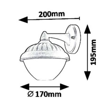 Rabalux - Venkovní nástěnné svítidlo MODESTO 1xE27/40W/230V IP44