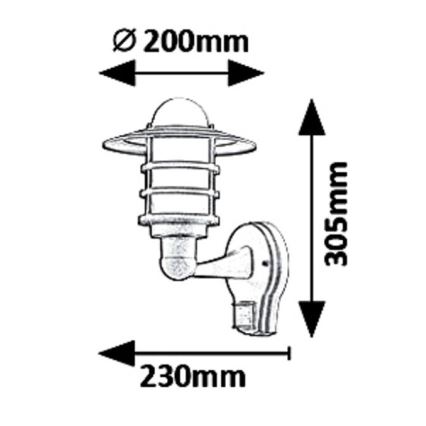 Rabalux - Venkovní nástěnné svítidlo se senzorem 1xE27/20W/230V IP44