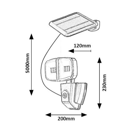 Rabalux - LED Solární reflektor se senzorem LED/12W/3,7V IP44